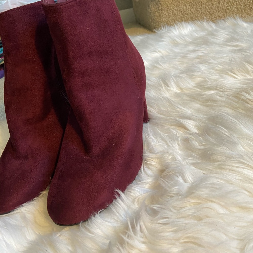 Burgundy booties